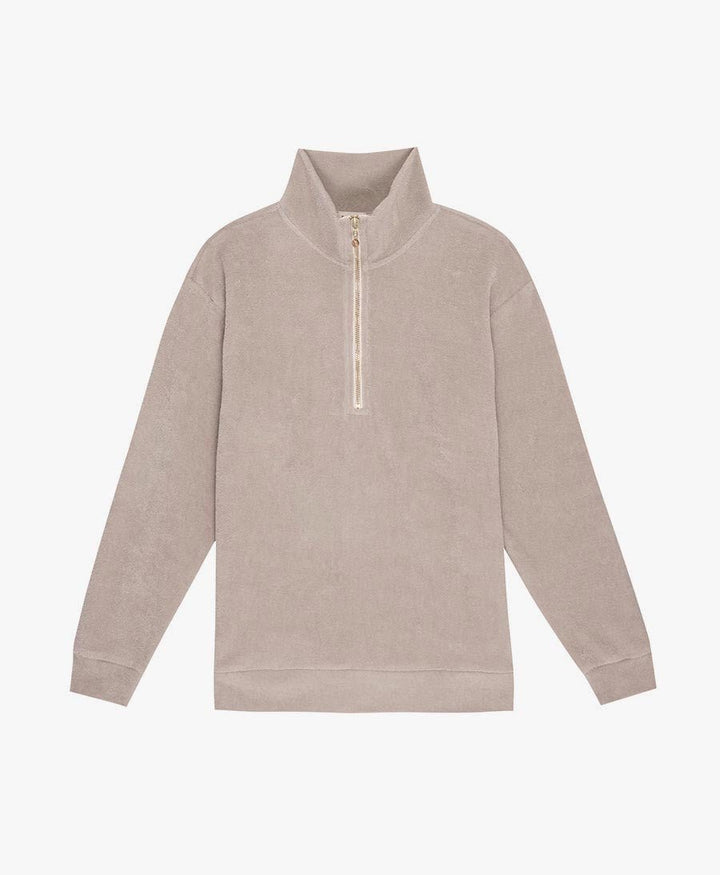 Terry 1/2 Zip Pullover - Steinbeige - DONNI. - clomes