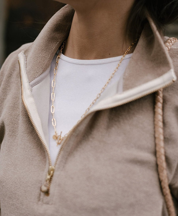 Terry 1/2 Zip Pullover - Steinbeige - DONNI. - clomes