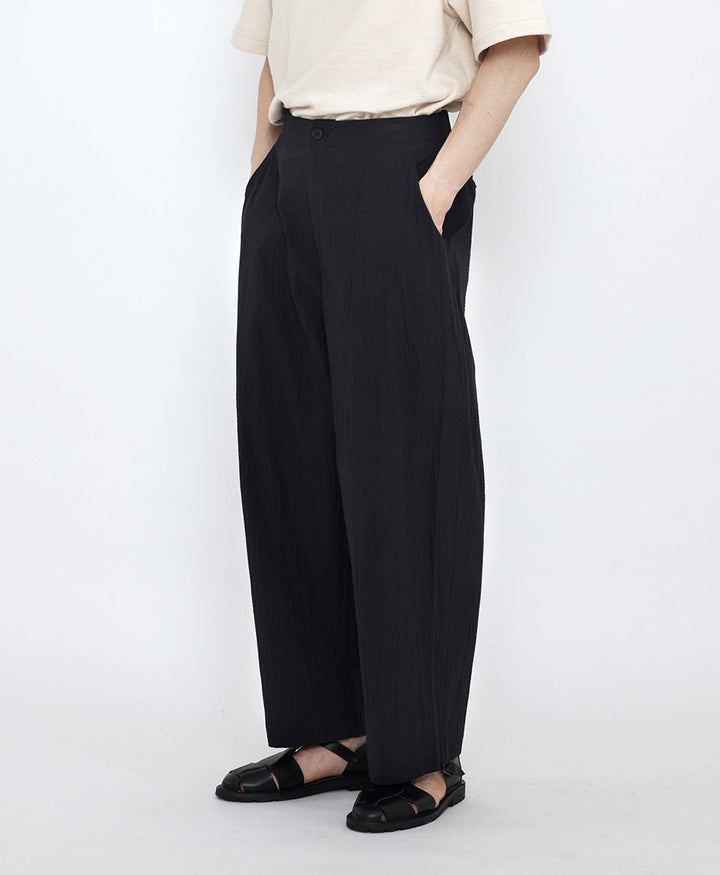Stoffhose Signature Pleated Trouser - Baumwolle - Schwarz (texturiert)