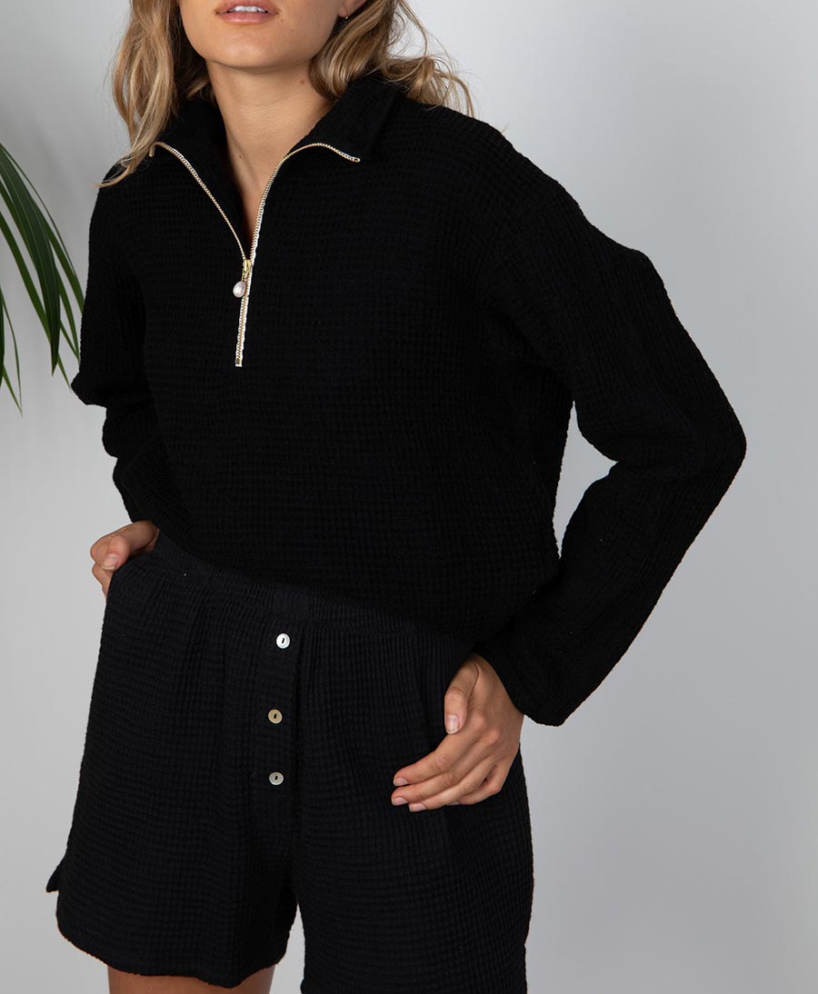The Waffle Short aus Baumwolle - Jet - DONNI. - clomes