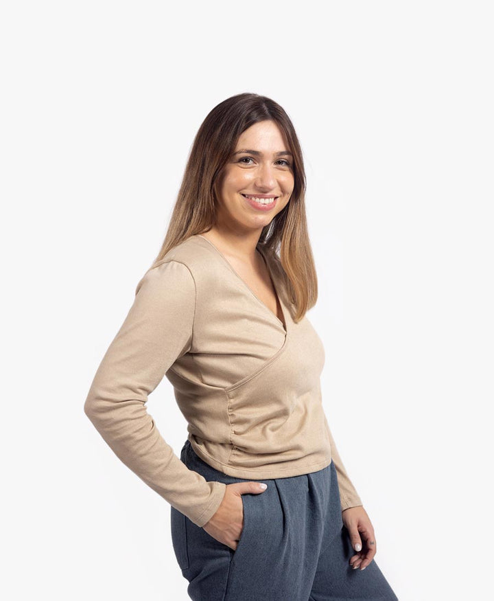 Top aus Baumwolle / Burgau Blouse - Beige - Näz - clomes