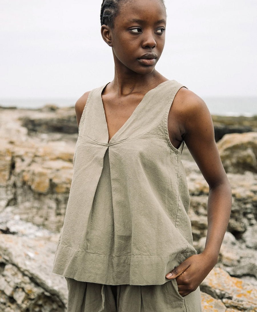 Top Effi aus Leinen und Baumwolle - Khaki - Beaumont Organic - clomes