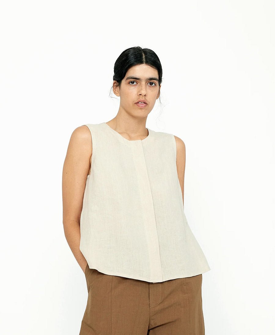 Top Sleeveless Playtop - Leinen - Dark Oak - 7115 by Szeki - clomes