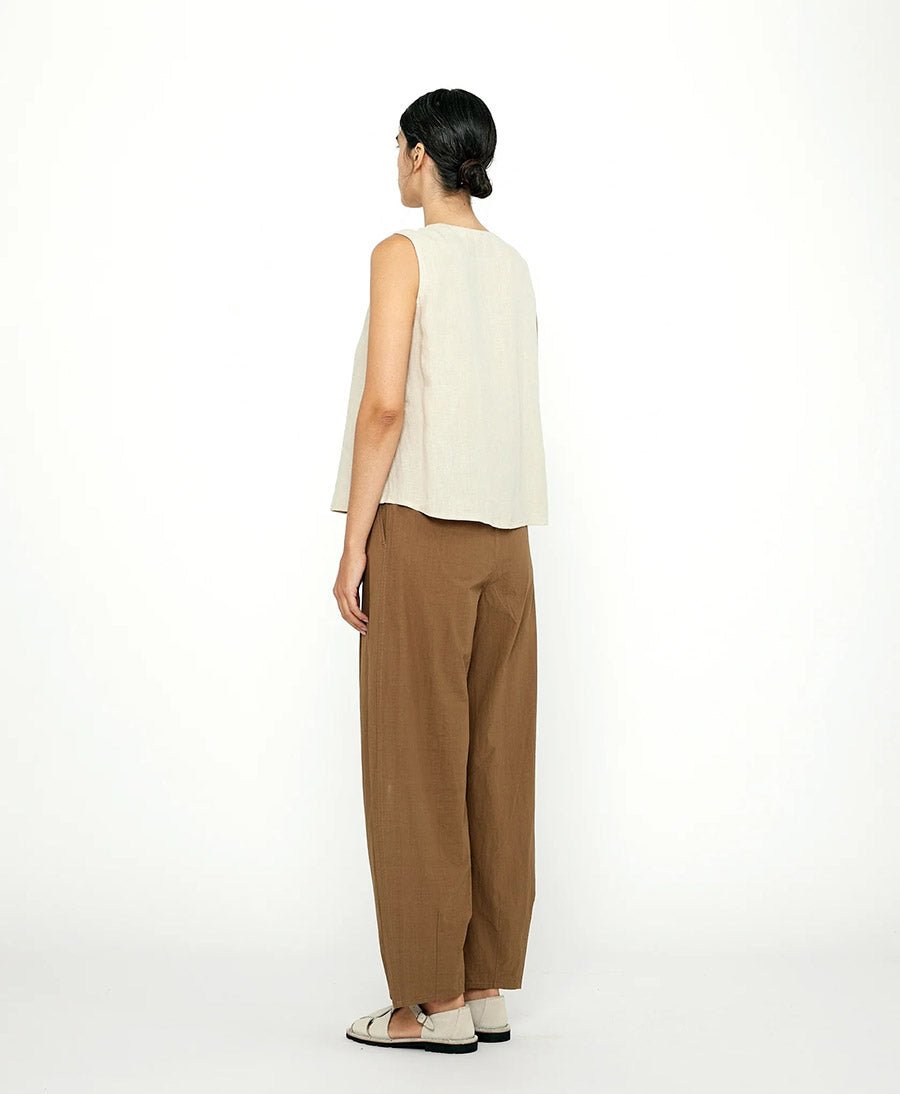 Top Sleeveless Playtop - Leinen - Dark Oak - 7115 by Szeki - clomes