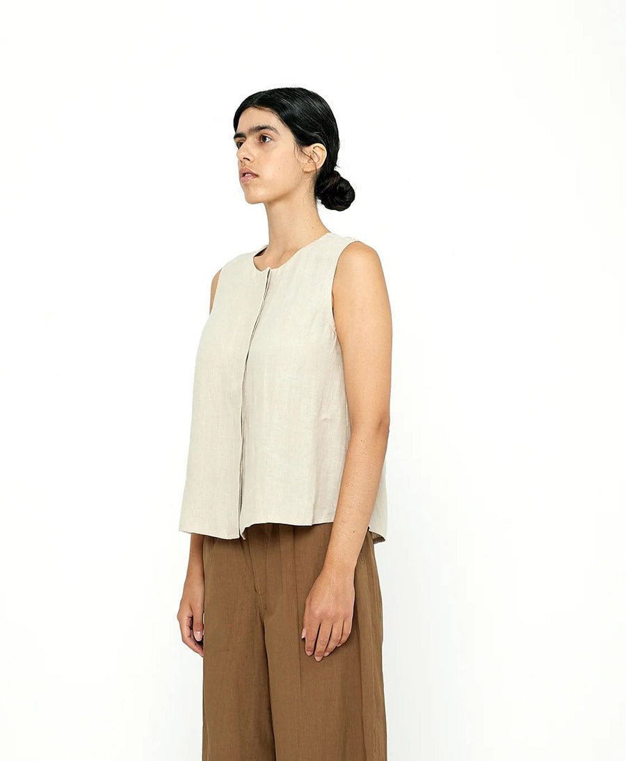Top Sleeveless Playtop - Leinen - Dark Oak - 7115 by Szeki - clomes
