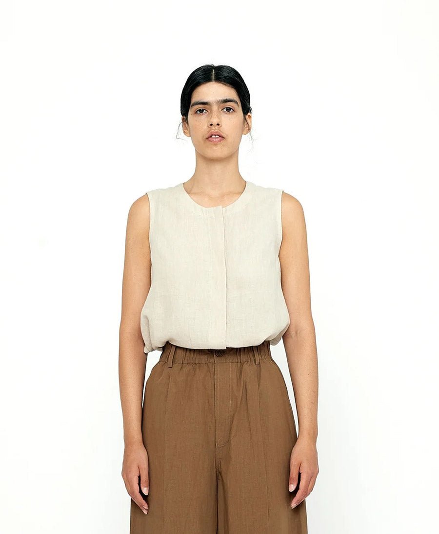 Top Sleeveless Playtop - Leinen - Dark Oak - 7115 by Szeki - clomes