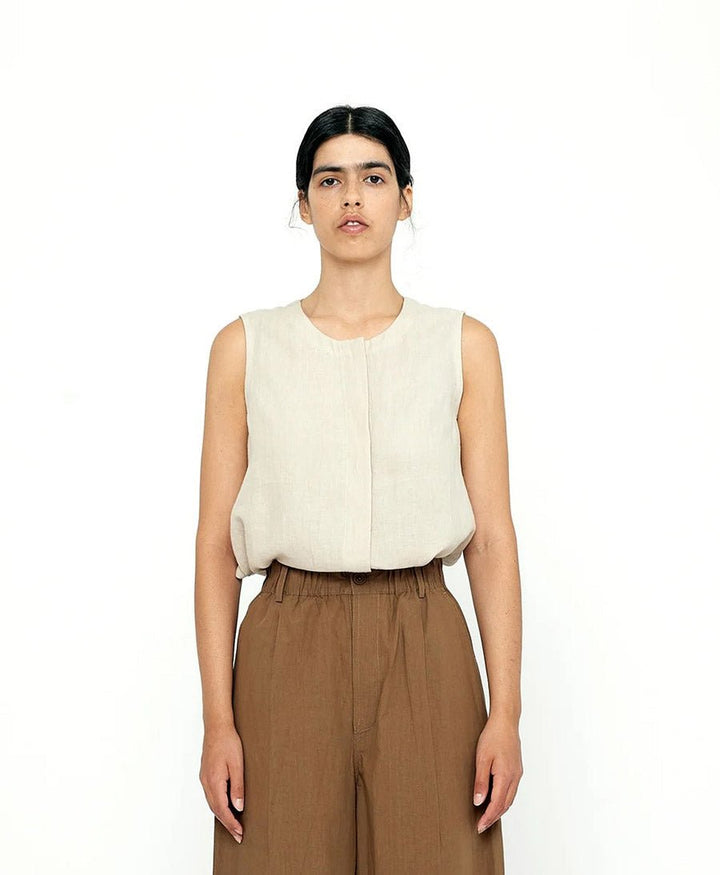Top Sleeveless Playtop - Leinen - Dark Oak - 7115 by Szeki - clomes