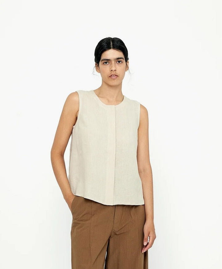Top Sleeveless Playtop - Leinen - Dark Oak - 7115 by Szeki - clomes
