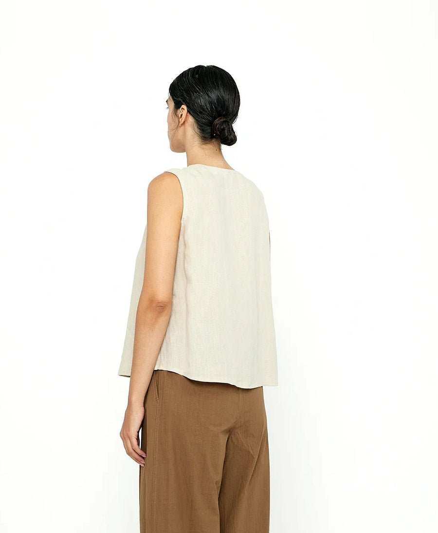 Top Sleeveless Playtop - Leinen - Dark Oak - 7115 by Szeki - clomes