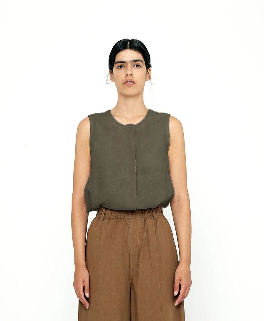 Top Sleeveless Playtop - Leinen - Dark Oak - 7115 by Szeki - clomes