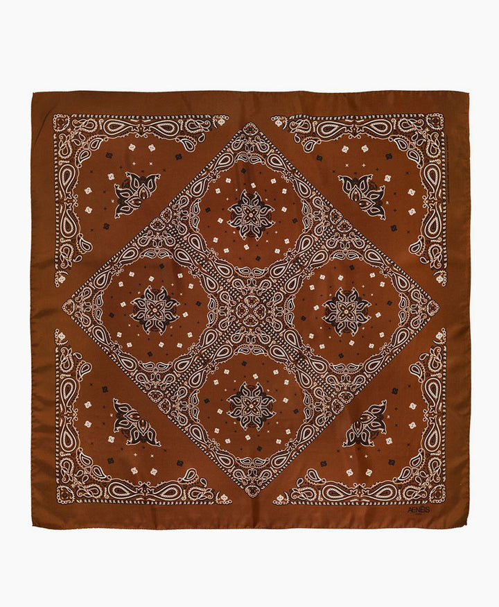Grosses Seiden-Foulard "Kaleido Bandana Silk Scarf" - Brown