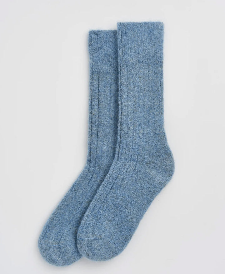 Weiche Alpaka Socken - Gerippt - Hellblau