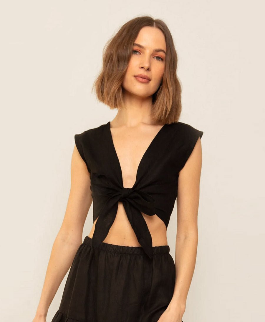 Valentina Top aus Leinen - Schwarz - Whimsy + Row - clomes