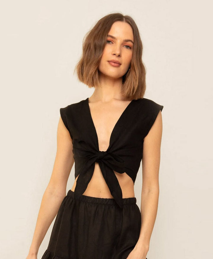 Valentina Top aus Leinen - Schwarz - Whimsy + Row - clomes