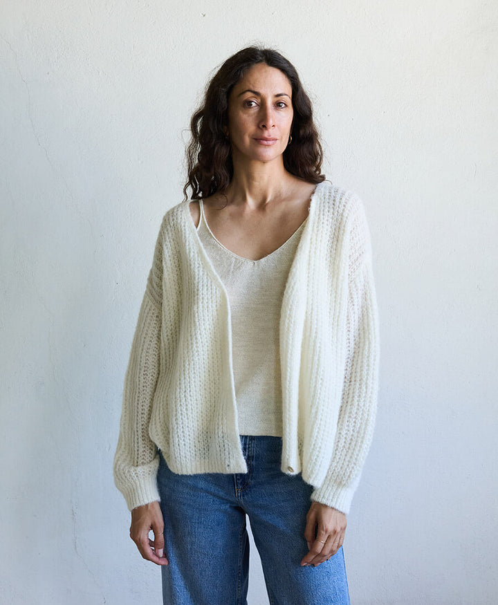 Leichter Strick-Wickelcardigan VEGA - Ivory