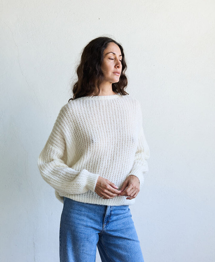 Leichter Strick-Wickelcardigan VEGA - Ivory