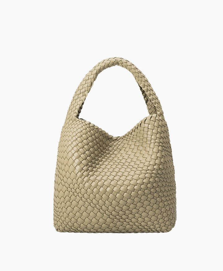 Gewebte Schultertasche JOHANNA aus veganem Leder - Pastellgrün