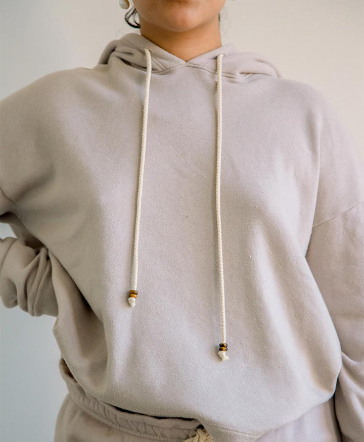 Vintage Fleece Gem Hoodie Kapuzenpullover - Steinbeige - DONNI. - clomes