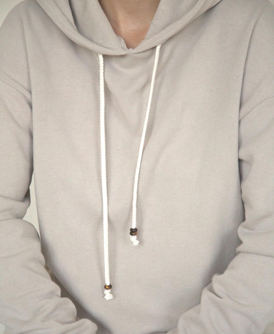 Vintage Fleece Gem Hoodie Kapuzenpullover - Steinbeige - DONNI. - clomes