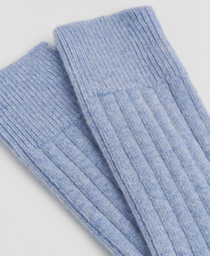 Merino Socken - Gerippt - Hellblau