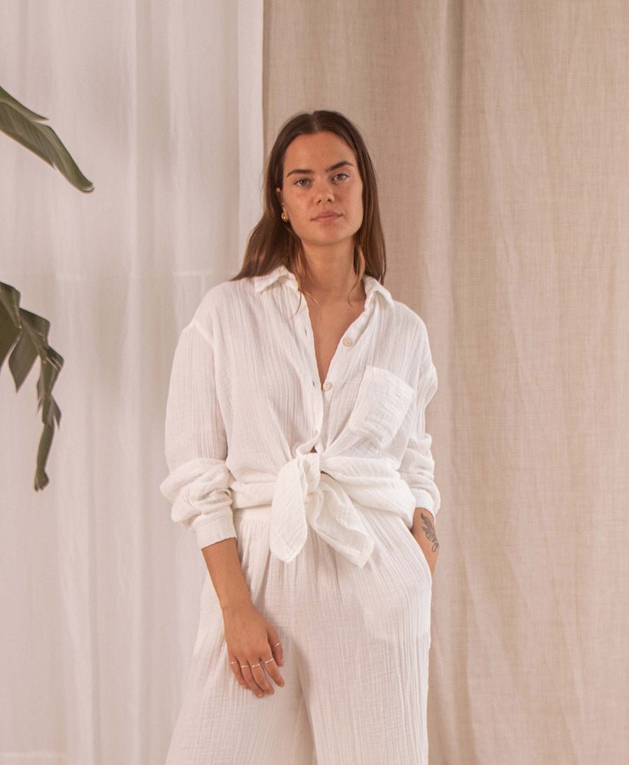 Weisse Bluse (Musselin) von Cossac (S) - Secondhand - COSSAC - clomes