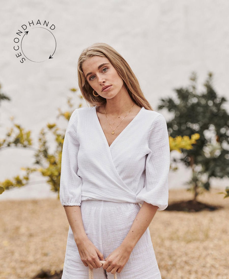 Weisse Wickelbluse Blossom von Morena Isabel - Secondhand - Morena Isabel - clomes