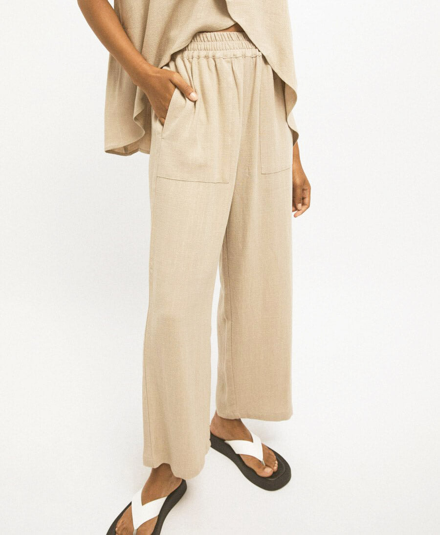 Weite Stoffhose TABITA - Sand