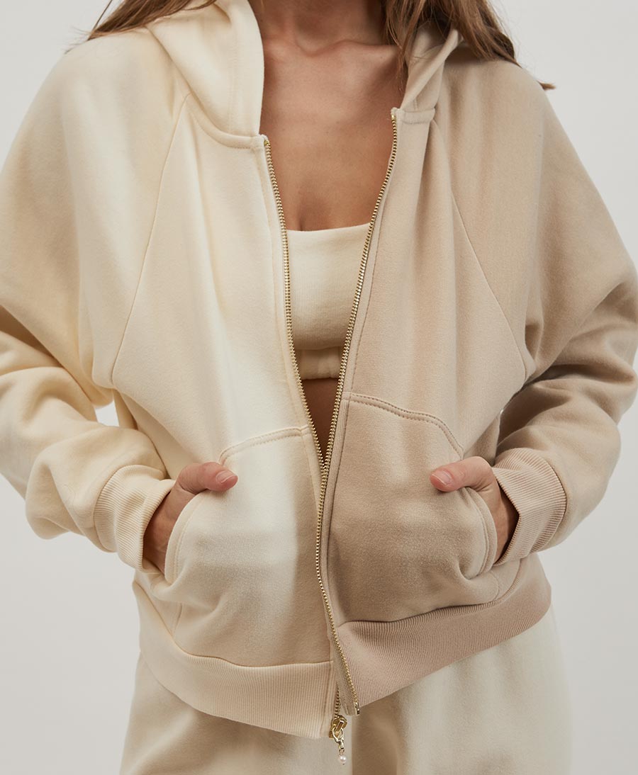 Zweifarbige Kapuzenjacke - The Eco - Fleece Duo Zip Up - DONNI. - clomes