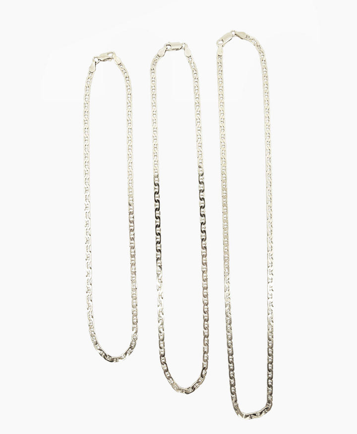 Halskette breite flache Ankerkette - Sterling Silber