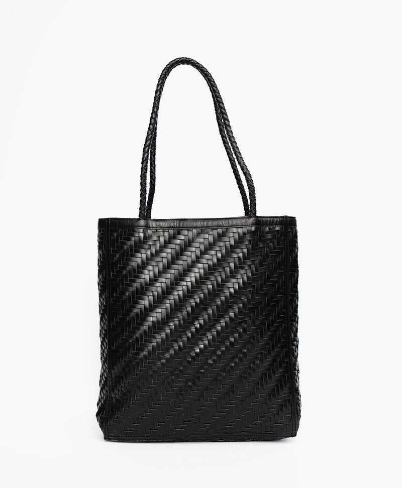 Gewebte Ledertasche "Le Tote" - Schwarz