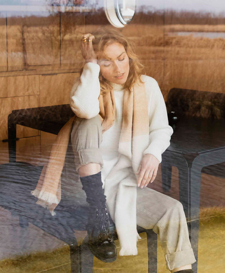 Halstuch Alpaka Schal - Ombre Coral Peach