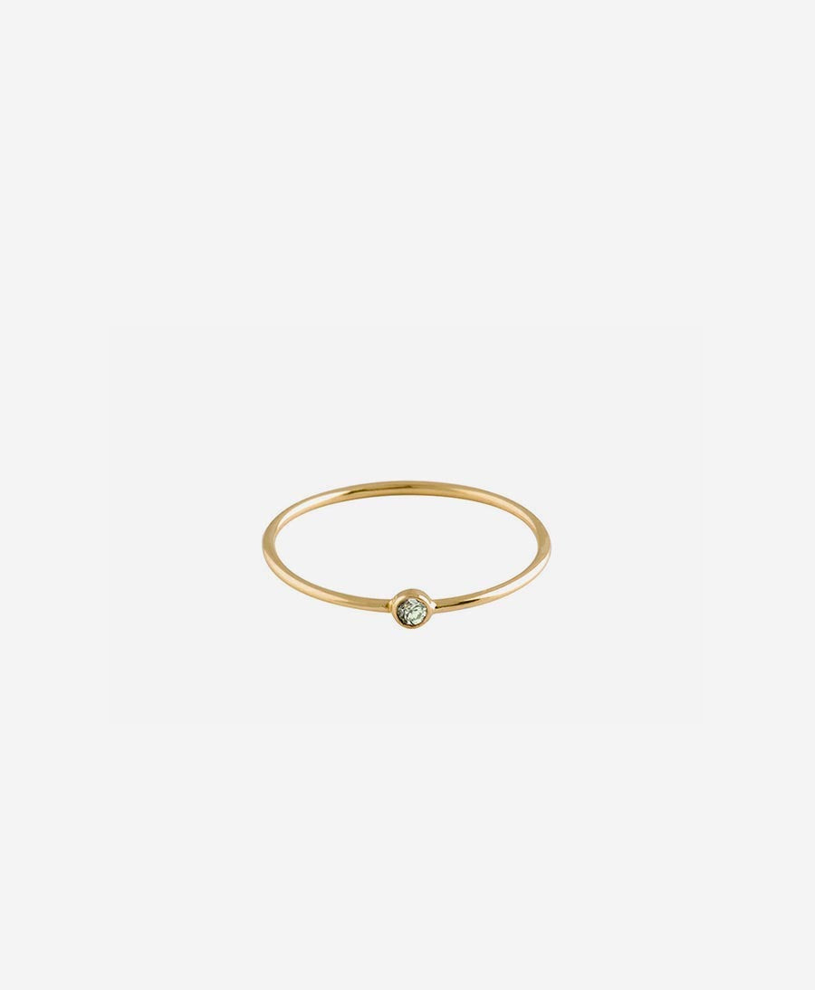 Gelbgold Fingerring - Solitaire 18K mit grünem Saphir