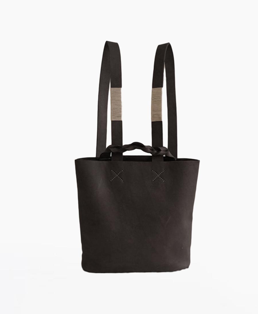 RITMO kleiner Rucksack aus Leder - Schwarz