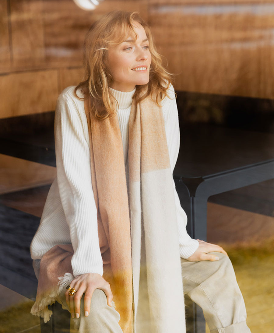 Halstuch Alpaka Schal - Ombre Coral Peach