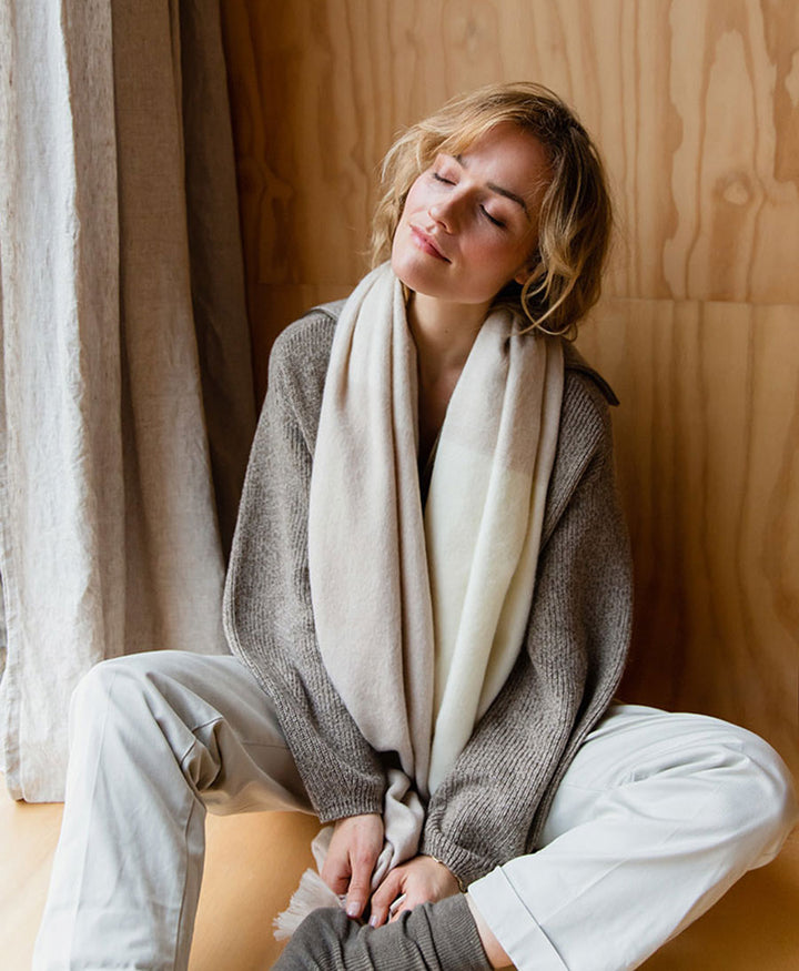 Halstuch Alpaka Schal - Ombre Satin Linen