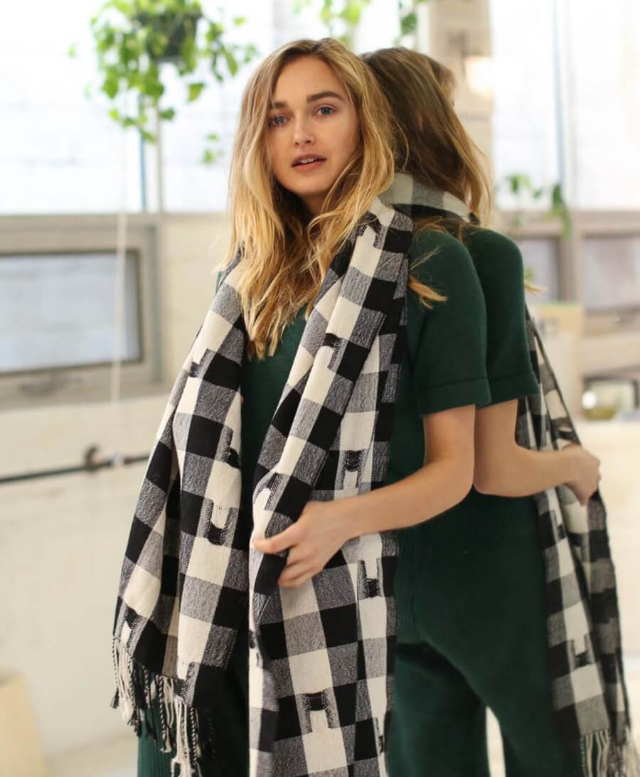 Halstuch von Kordal in Schwarz/Weiss - Secondhand