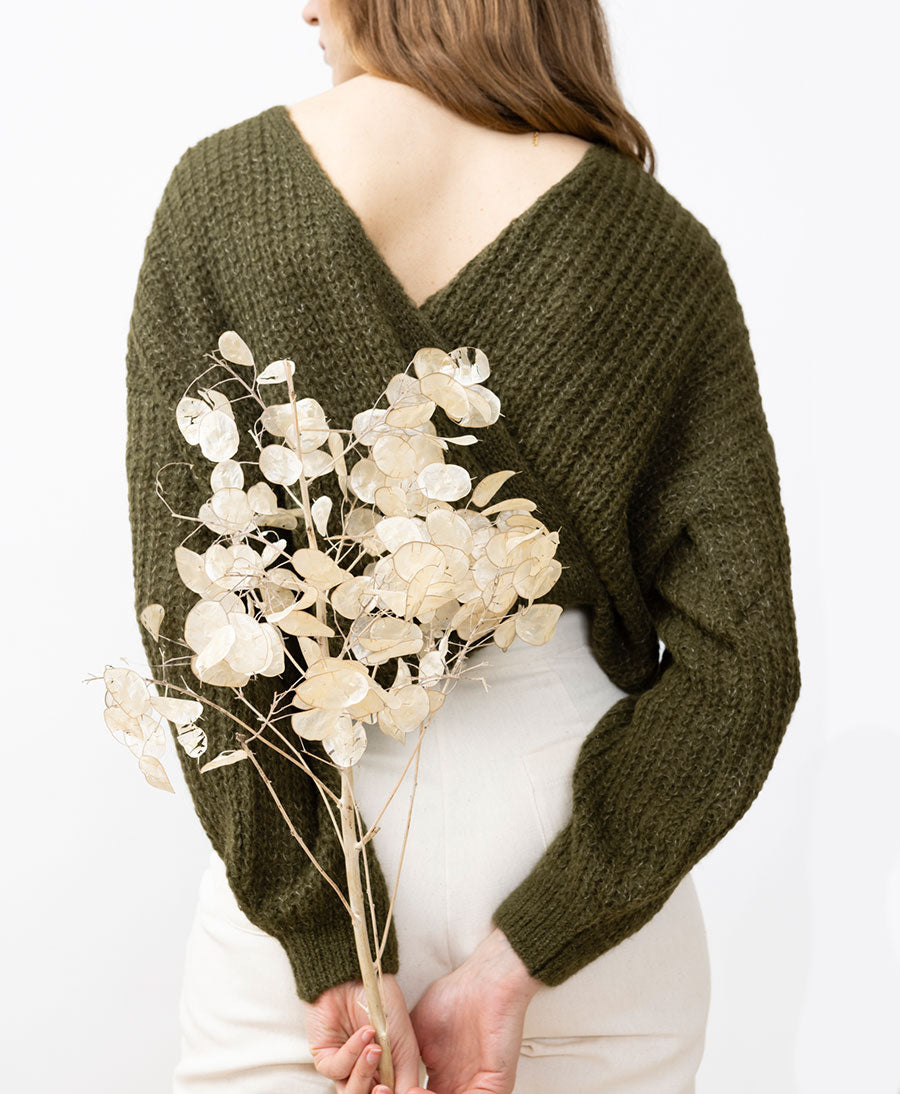 Leichter Strick-Wickelcardigan VEGA - Olive
