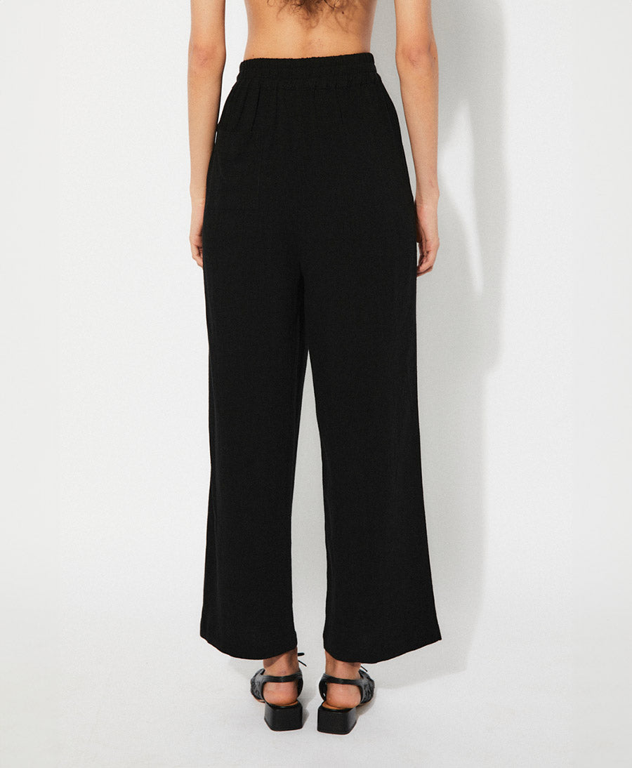Weite Stoffhose TABITA - Schwarz