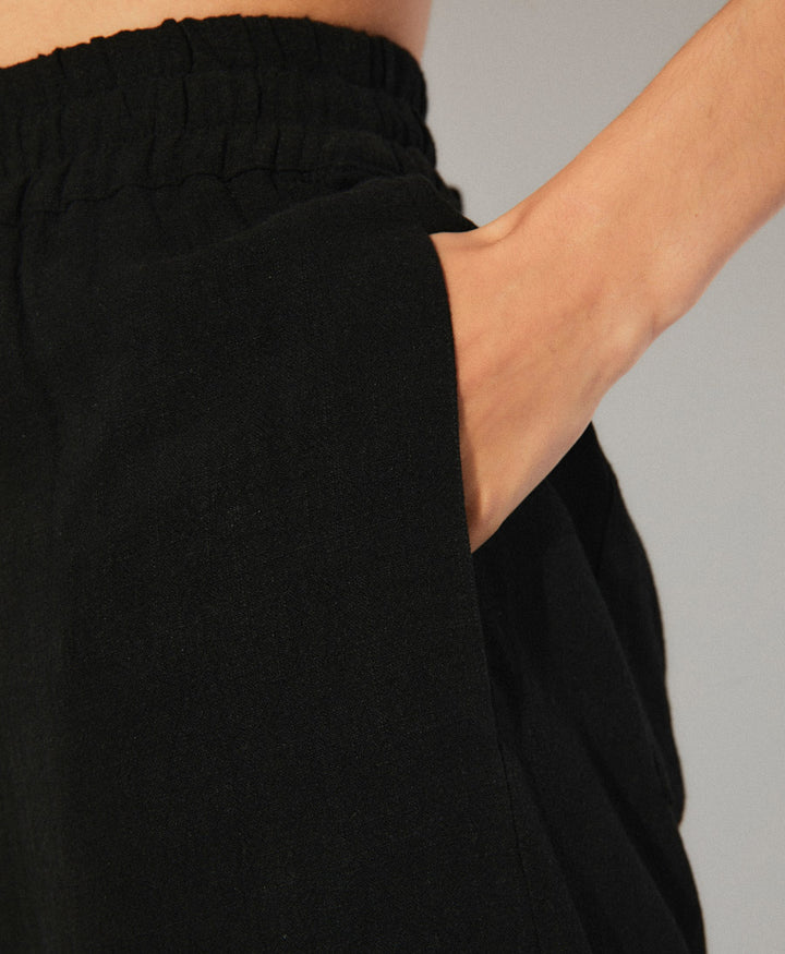 Weite Stoffhose TABITA - Schwarz