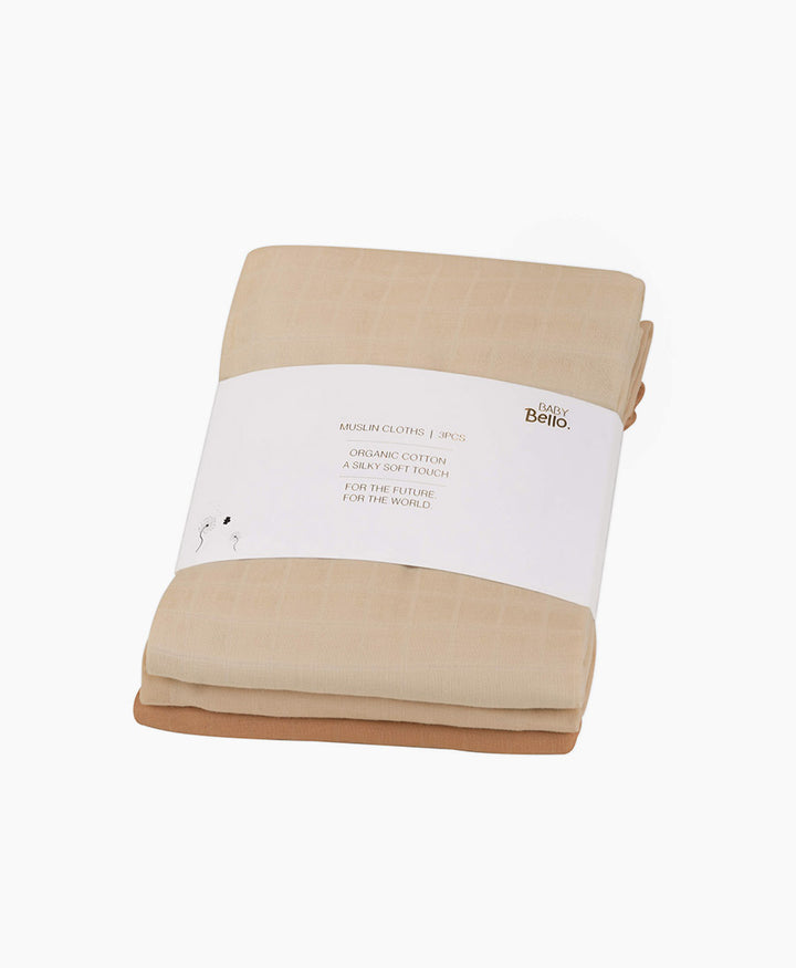 Mullwindeln Musselin (3er Set) aus Bio-Baumwolle - Apricot Pastell