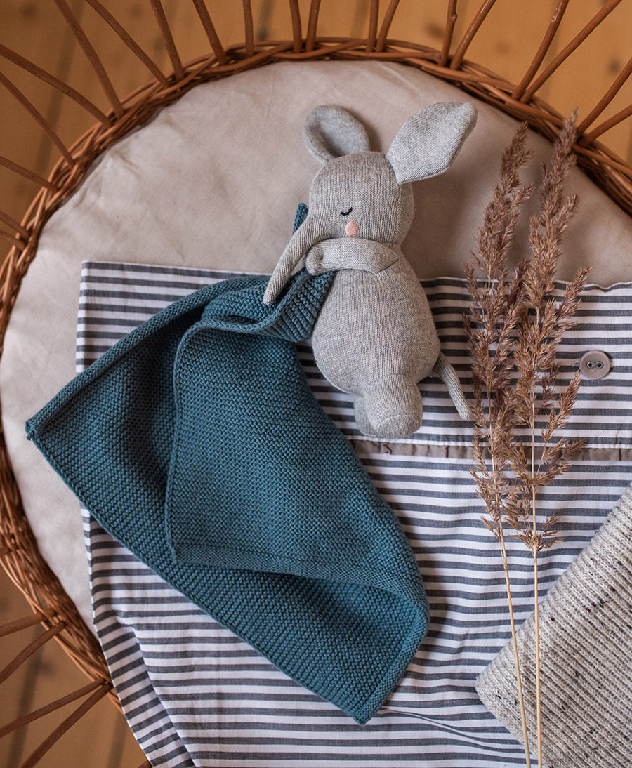 Nuschi / Kuscheltuch - Elefant - Grau / Blau