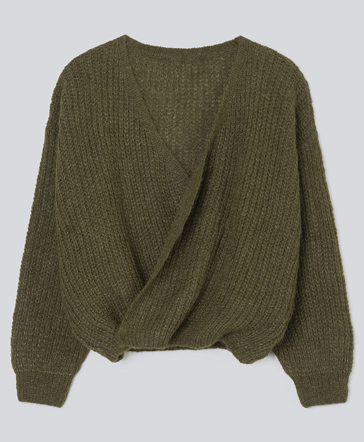Leichter Strick-Wickelcardigan VEGA - Olive