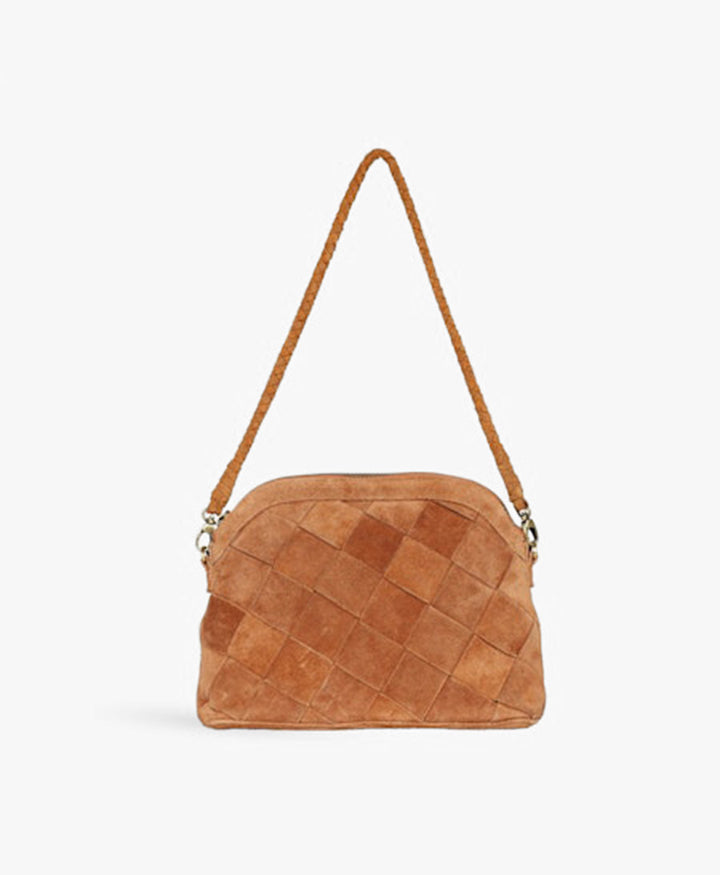 Geknotete Ledertasche "CARMEN" Grande Weave Suede - Copper