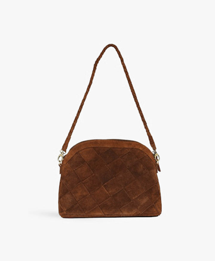Geknotete Ledertasche "CARMEN" Grande Weave Suede - Braun
