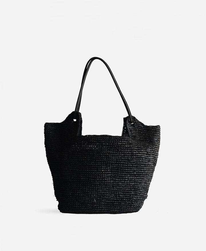 Raffia-Tasche "Amaya" - Schwarz