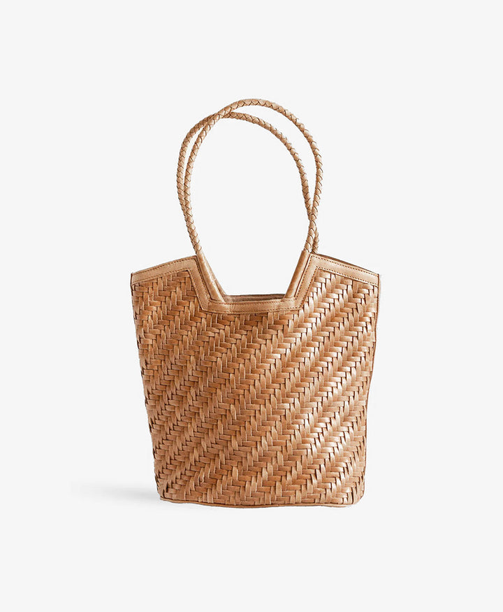 Gewebte Ledertasche "Camilla" - Caramel