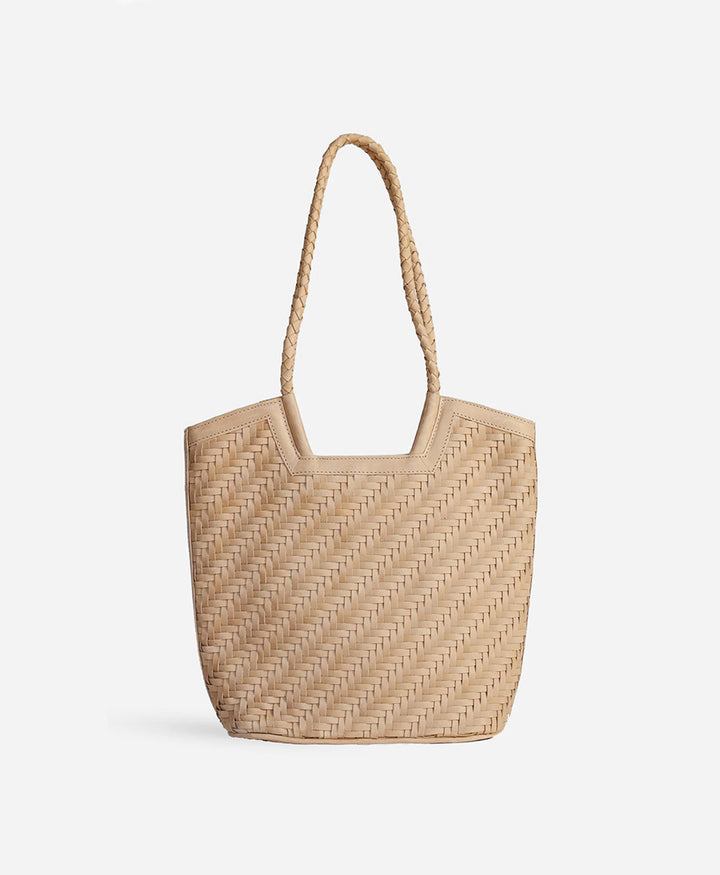 Gewebte Ledertasche "Camilla" - Caramel