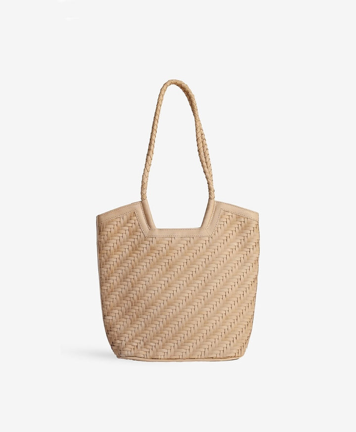 Gewebte Ledertasche "Camilla" - Caramel