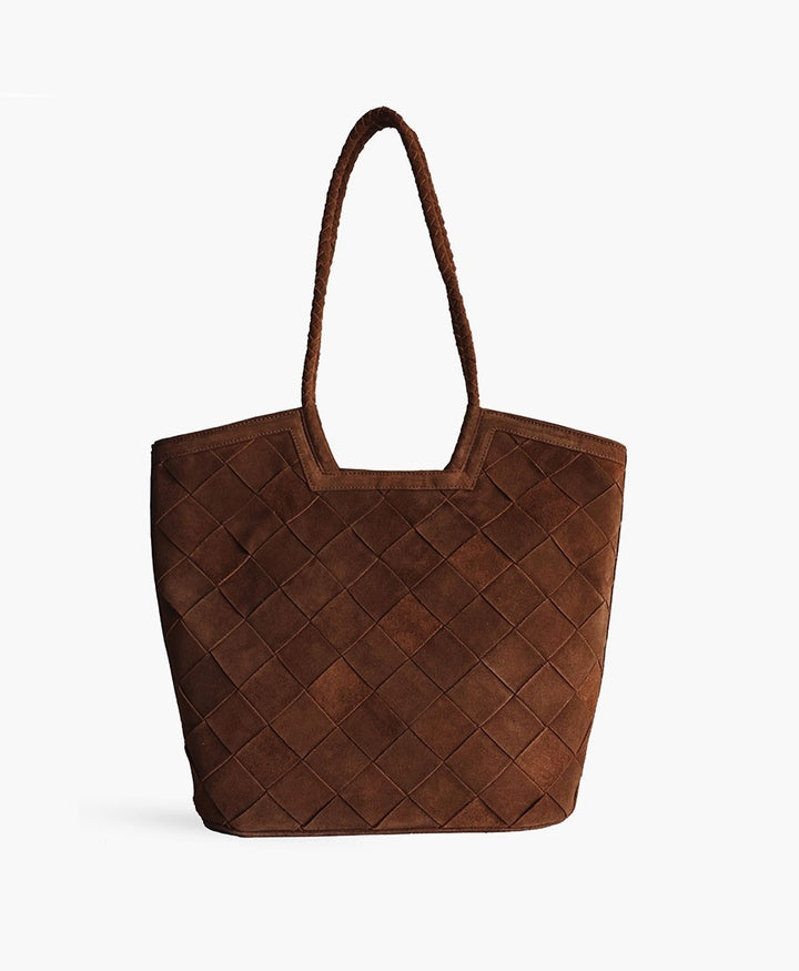 Gewebte Ledertasche "CAMILLA LARGE" Suede - Braun