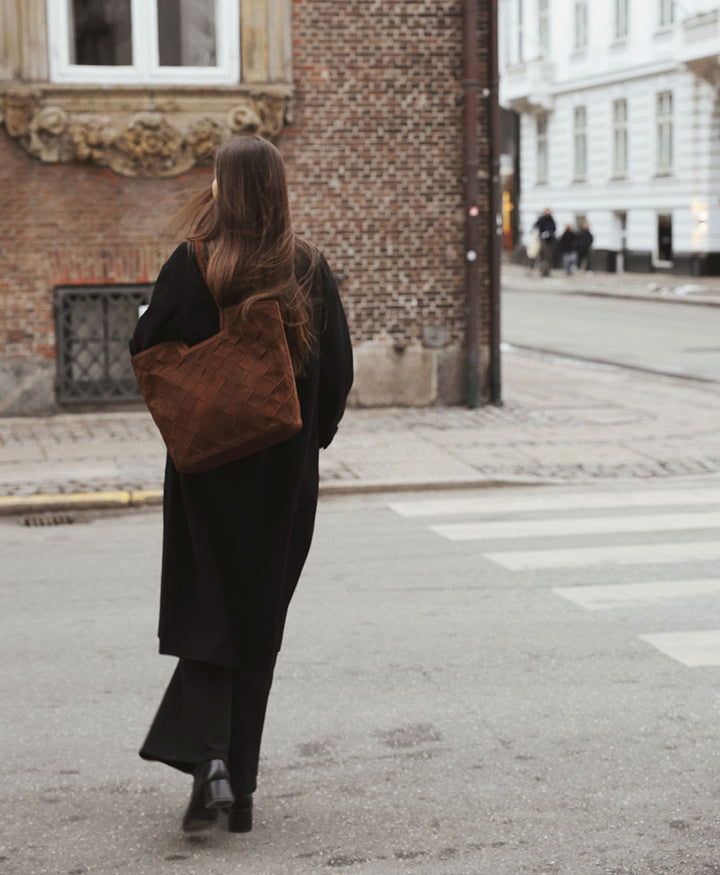 Gewebte Ledertasche "CAMILLA LARGE" Suede - Braun